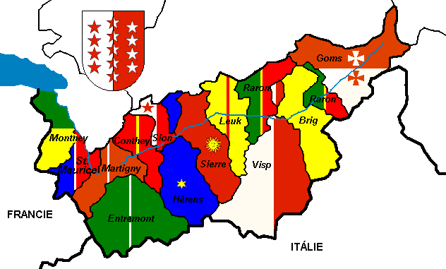 mapa kantonu Wallis
