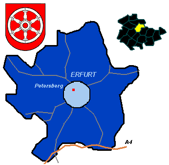 mapa okresu Erfurt