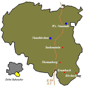 mapa okresu Süd Alpin