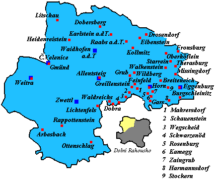 mapa kraje Waldviertel