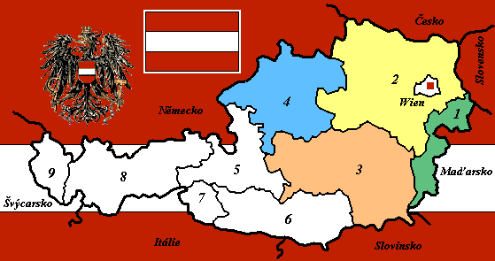 mapa Rakouska
