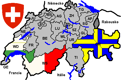 mapa Švýcarska